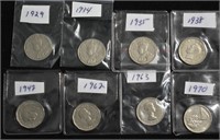 1929/34/35/38/47/62/63/70 CAD .05c Coins