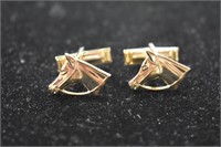 Gold Toned Horse Head Cuff Links