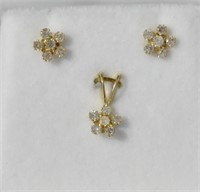14kt Gold & Genuine Diamonds Earrings & Pendant