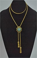 14K ETRUSCAN STYLE OPAL SLIDE NECKLACE