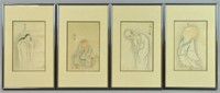 (4) CHINESE INK & WATERCOLOR FIGURAL PAINTINGS