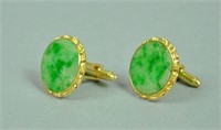 PAIR 18K JADE CUFFLINKS