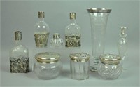 (9) PIECE SILVER & GLASS VANITY GROUP