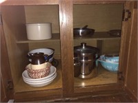 Contents of 2 Cabinets - Misc. Cookware and Pyrex