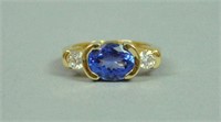 14K TANZANITE & CZ RING