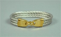 FRED OF PARIS STAINLESS & 18K CABLE BRACELET