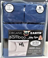 Organic Earth Aloe Bamboo BLUE Queen Sheet Set