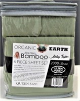 Organic Earth Aloe Bamboo GREEN Queen Sheet Set