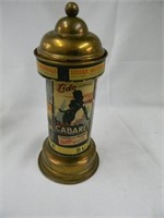 Brass cigarette dispenser with ashtray up top. It