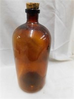 13.5" tall Brown Apothocary bottle with cork.