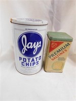 2 vintage tins. One Premium Saltine crackers. 9"