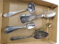 13 misc. spoons and utensils. 3 matching W. M.