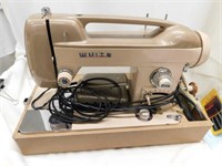 Vintage White zigzag sewing machine in case