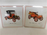 Pair of Pro-Tex metal trivets with antique cars