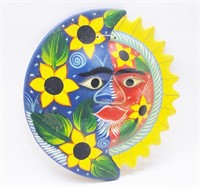 Hand Painted Clay Sun/Moon Wall-Hanging