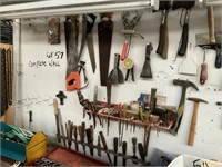 COMPLETE TOOL WALL OF SPECIALISED HAMMERS,