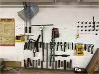 COMPLETE TOOL WALL CONTENTS INCLUDES: TAP & DIES,