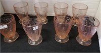 8  Pink Depression Glass Tumblers F119 B1
