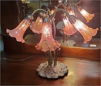 5 Shade Pink Iridescent Lily Lamp F9 B34