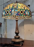 Leaded Glass Parlour Lamp, Electric F13 B38