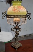 Cupid Based Banquet Lamp w/Green Shade, Electric