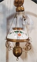 Circa 1900's Hanging Parlour Lamp w/Shade,