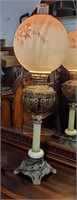 1890's Victorian Banquet Lamp w/Marble & Brass &