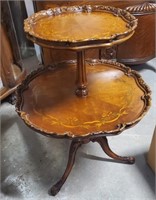 A Heavy Quality 1920's 2 Tier Inlaid & Carved