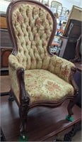 Victorian Walnut Armed Parlour Chair w/Embossed