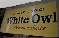 Metal White Owl Cigar advertising Sign 44" x 21"