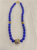 Wonderful blue faceted beads with goldtone accent