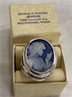 Cameo ring marked 925 silver, size 9