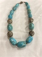 Necklace with heavy turquoise stones  and silver