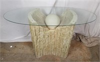 Modern Glass Top Faux Stone Entrance Table