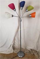 Silver 5-arm Floor Lamp With Multi Color Shade