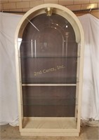 Vintage Wood Glass Lighted Curio Cabinet Case