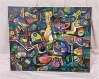 Original Oil On Canvas, Abstract Theme, Signed