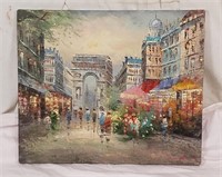 Original Oil On Canvas, French Street Scene Signed