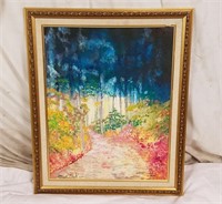 Original Oil On Canvas, Colorful Path, Signed