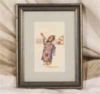 Framed Original Art Drawing, Jewish Man