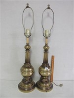 PAIR OF HEAVY BRASS LAMPS