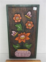 UNIQUE COLOURFUL CARVED WOODEN WALL PLAQUE