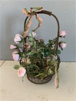 Metal basket with decor flowers
