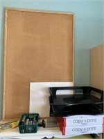Contents of the top shelf & cork board