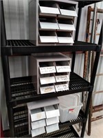 Bins and Plastic Shelving Unit