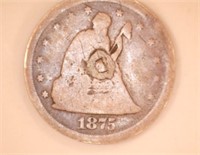1875 S Twenty Cent Seated Liberty