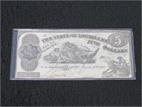1863 Louisiana $5 Bill-