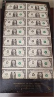 Sheet of 16 uncut $1 bills