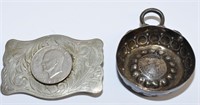 IKE SILVER DOLLAR & COIN ASHTRAY  ! -OAK-4