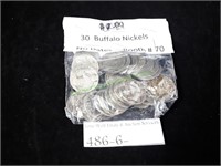 (30) Buffalo Nickels No Date